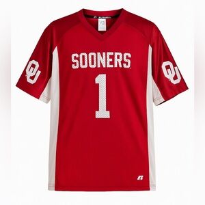 Oklahoma Sooners #1 Football Jersey Men’s Large Red White Russell OU